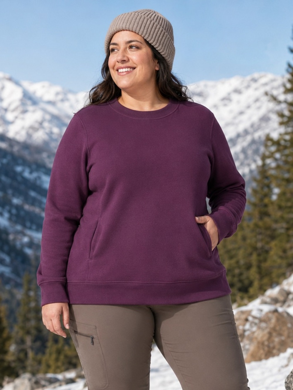 Duluth Trading Co Plum Crewneck Sweatshirt - Deep Berry